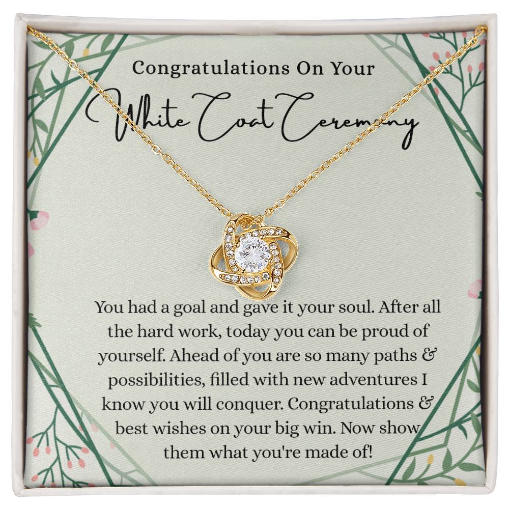 White Coat Ceremony Gift Necklace For Her, White Coat Love Knot Necklace Gift For Ceremony, New Doctor Gift Necklace White Coat Ceremony Pendant Gift For Girl Daughter Necklace Granddaughter, Niece