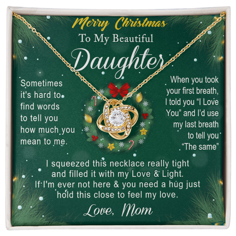 To My Beautiful Daughter Gift Necklace From Mom, Merry Christmas  Necklace For Daughter, Necklace for Christmas Daughter, Little Girl, Gift Pendant Mother And Daughter Jewelry Gift For Girls