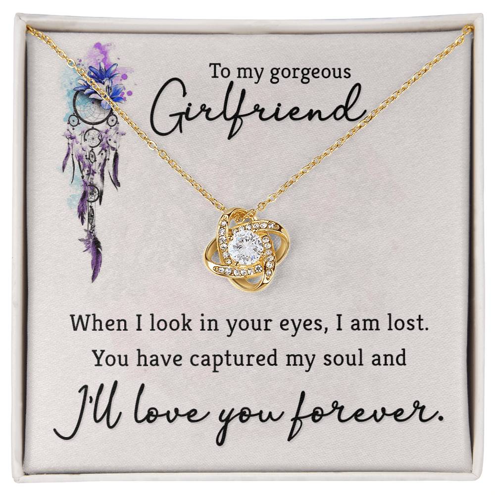 Love Knot Necklace Gift For Her, To My Gorgeous Girlfriend Necklace Gift On Xmas