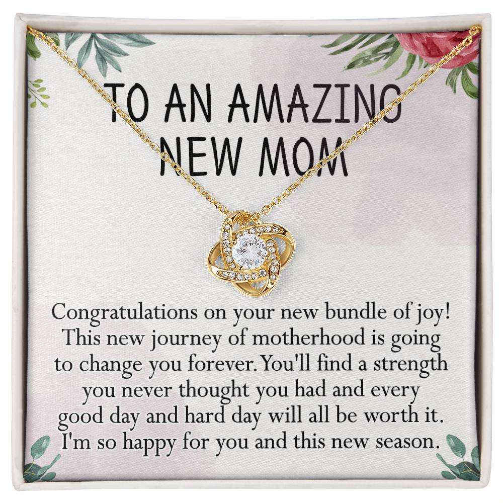 To An Amazing New Mom Necklace, Amazong New Mom Love Knot Necklace Gift for New Mommy, New Mom Gift Necklace 1st New Mother Pregnancy Gift Necklace for Mother's Day Necklace Jewelry Gift for Women