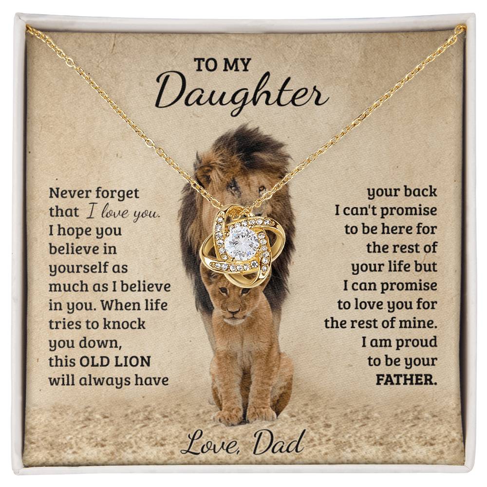 To My Daughter Gift Necklace from Dad Old Lion Your Back Believe Rest of Mine Personalized Chain Necklace Jewelry for Women Birthday Valentine Mother Jewelry Gift For Girls, Little Girl