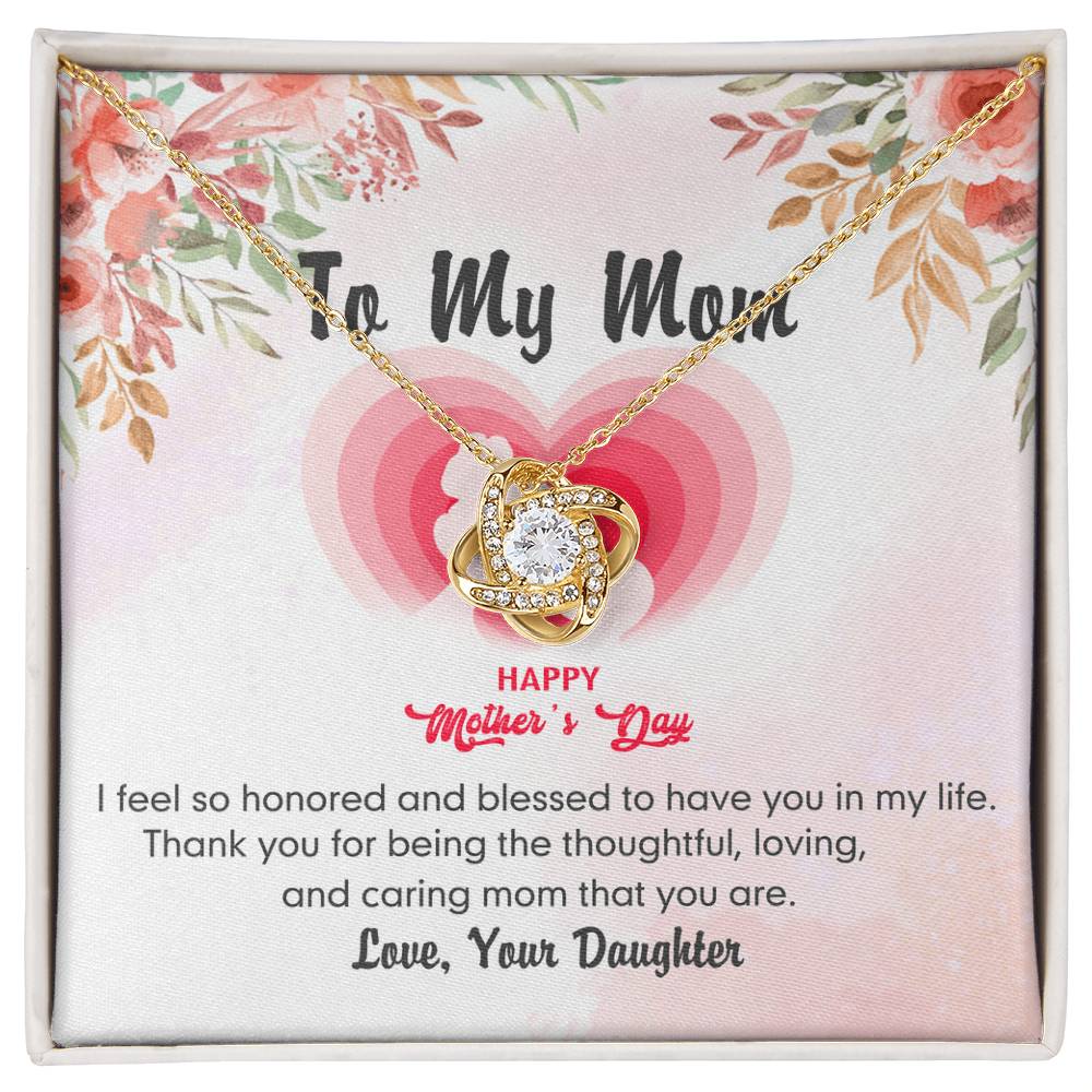 Happy Mother's Day Necklace, To My Mom Love Knot Necklace From Daughter, Badass Mom Necklace Gift For Mom Thank You Necklace Gift For Mom, Mother And Daughter Jewelry Gift For Women, Bonus Mom
