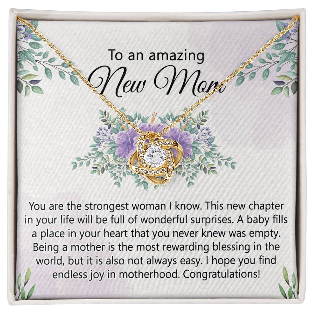 To An Amazing New Mom Necklace From Daughter, Mother's Day Necklace, First Mother's Day Jewelry Gift For Mom To Daughter Gift Mother's Day Love Knot Necklace Gift for Mom, New Mom Jewelry for Mom