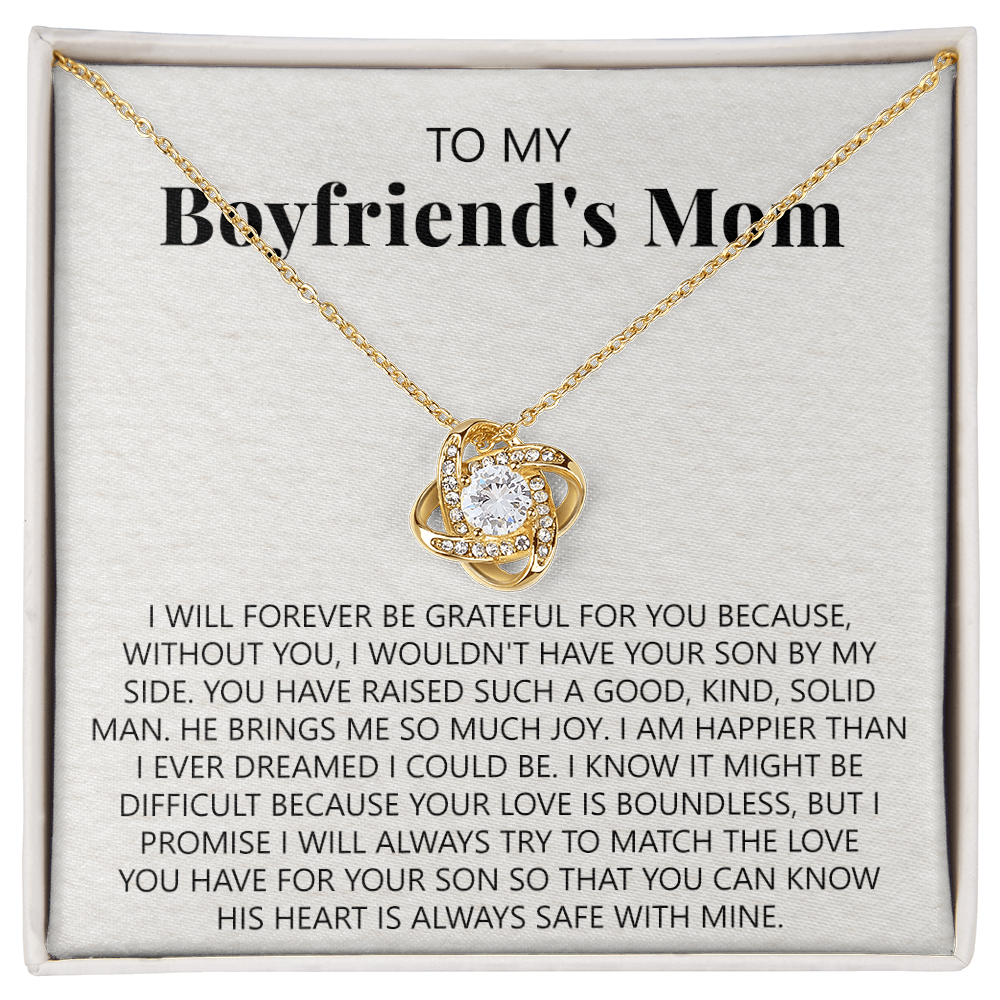 To My Boyfriend's Mom Necklace From Girlfriend, Jewelry Gifts For Boyfriend's Mom On Mothers Day Birthday Anniversary, Presents for Mom Necklace for Women, Boyfriend's Mom Gift Love Knot Necklace