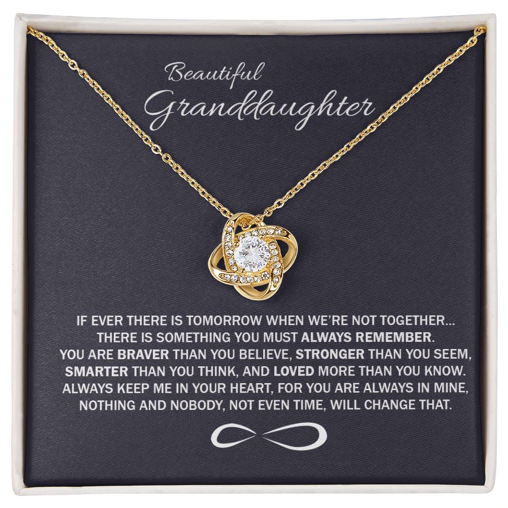 To My Beatiful Granddaughter Love Knot Necklace From Grandma - Granddaughter Gift Necklace, Pendant Keepsake Gifts For Granddaughter, Jewelry Gift For Girls On Birthday, Graduation Gift, Christmas
