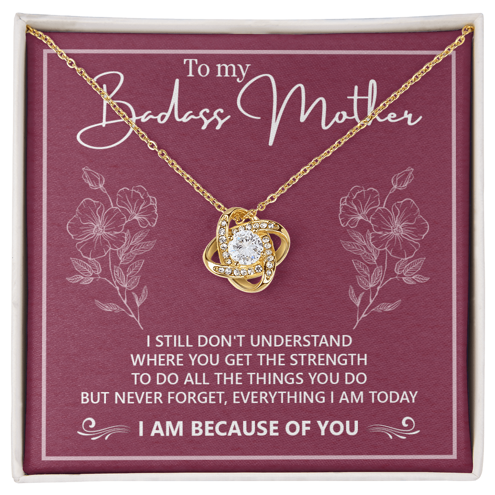 Badass Mother Necklace, To My Badass Mother Love Knot Necklace, Badass Mom Gift Necklace, Badass Mother Necklace Gift From Daughter, Mother's Day Necklace Gift For Mom, Jewelry Gift For Women Badass