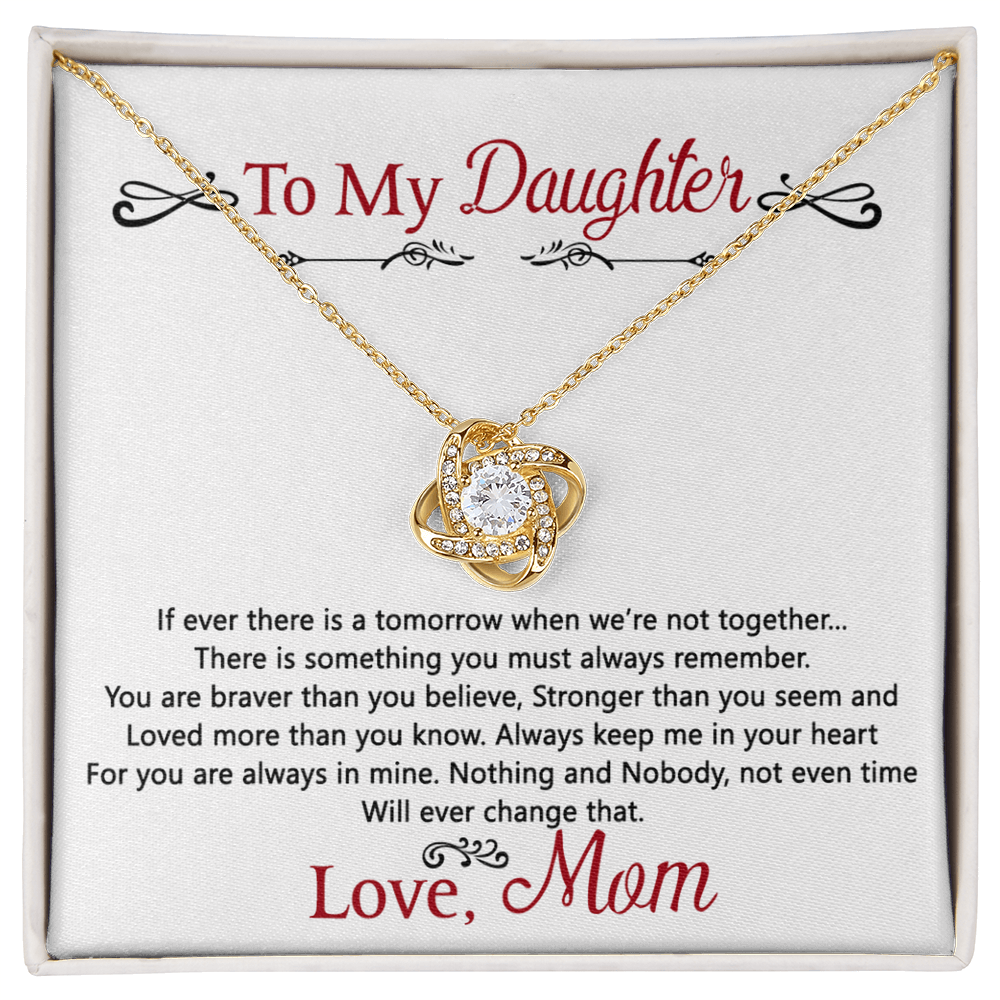 To My Daughter Love Knot Necklace Gift From Mom, Daughter Gift Necklace, Mother To Daughter Pendant Gift, Little Girl Necklace Love Knot Jewelry Gift For Girls, Mother Love Daughter Necklace