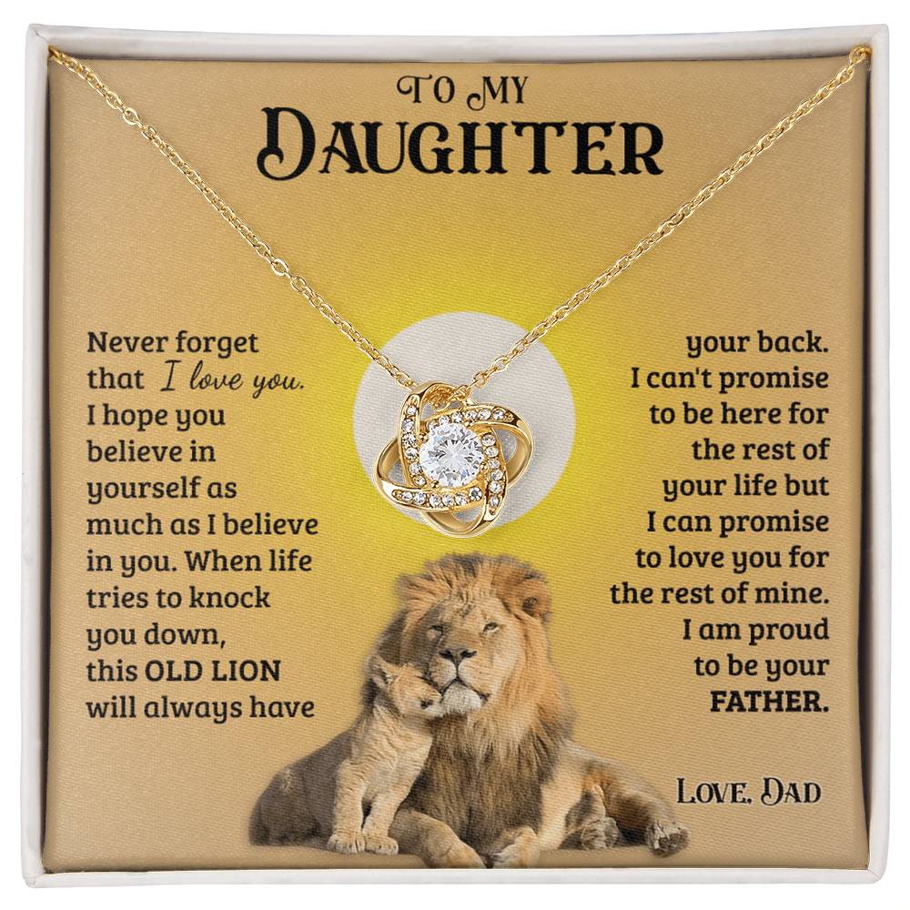 Daughter Gifts From Dad, To My Daughter Lion Dad And Daughter Necklace, Love Knot Necklace Birthday Gift for Daughter From Dad, Christmas Graduation Gift Jewelry Gift For Girls Little Girl Necklace