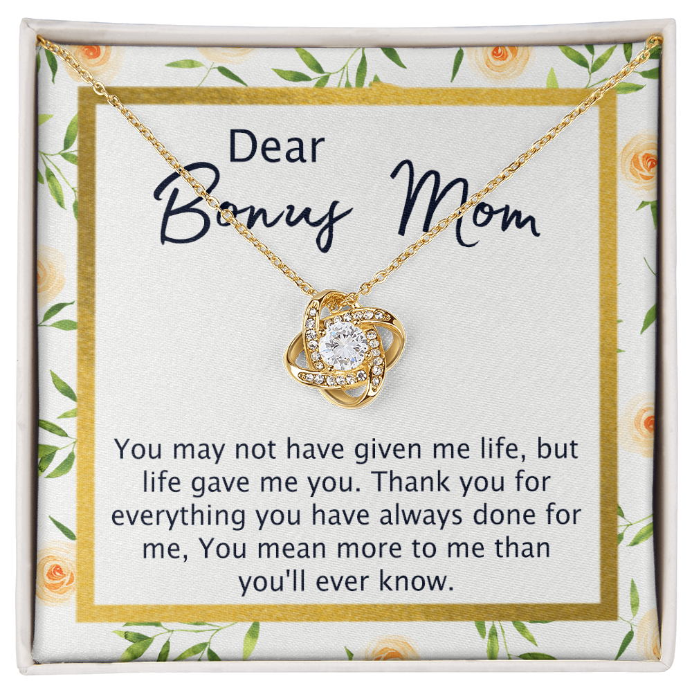 To My Bonus Mom From Bonus Daughter, Mother Daughter Necklace Gift For Her, Thank You For Everything Dear Bonus Mom, Step Mom Gift Necklace On Mother's Day, Anniversary, Birthday, Jewelry For Women