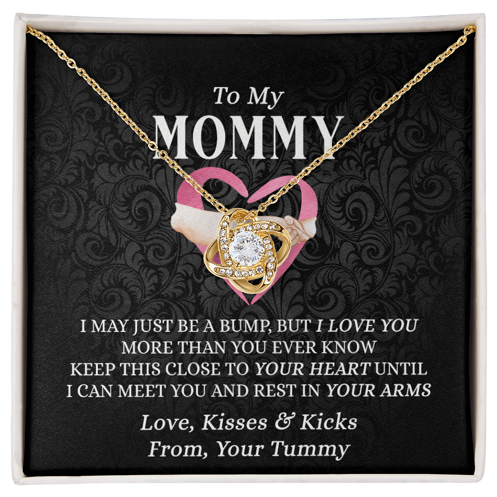 To My Mommy Gift Necklace, Mommy Love Knot Necklace From Tummy, Future Mom Gift Necklace, Pregnancy Gifts Necklace for First Time Moms, Sentimental Gift for Mothers, Mom To Be Gift Necklace