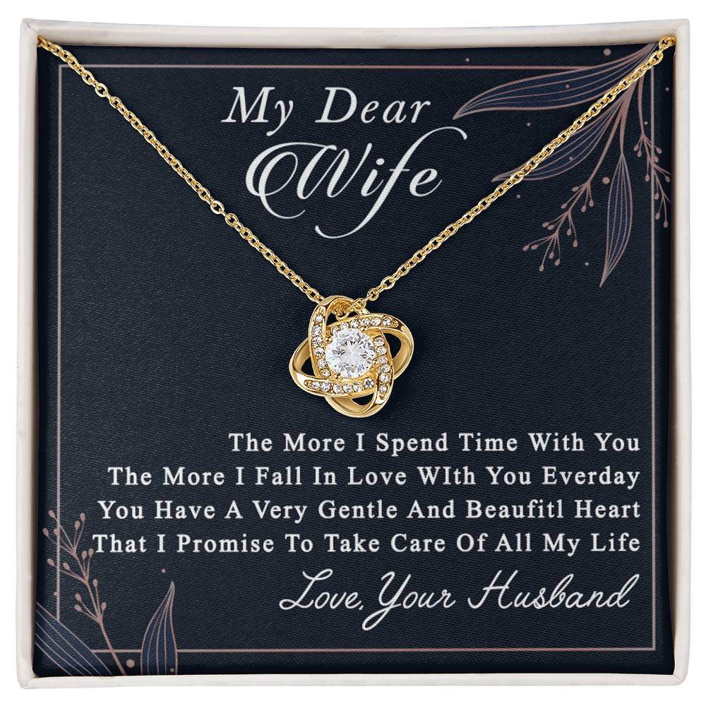Dear Wife Necklace From Husband, Love, Your Husband Necklace Gift For Wife, Soulmate Gift Necklace, To My Wife Love Knot Necklace, Jewelry Gift For Women Girlfriend Gift Necklace, Dear Wife Pendant