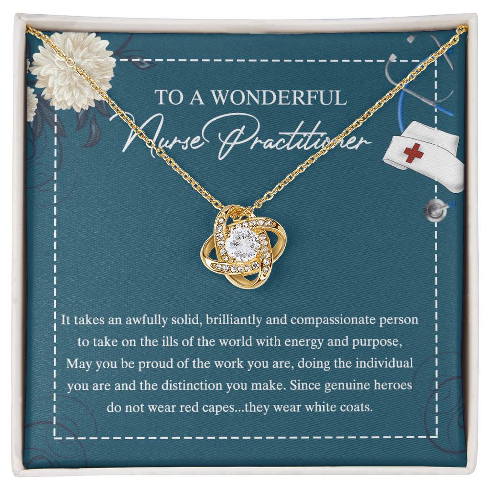 To My Nurse Practitioner Love Knot Necklace From Mom, Gift For New Nurse Jewelry Gift For Girl, Congrats Graduation Pendants Class Of 2026 Necklace Gift For Daughter, Granddaughter, Niece, Sister