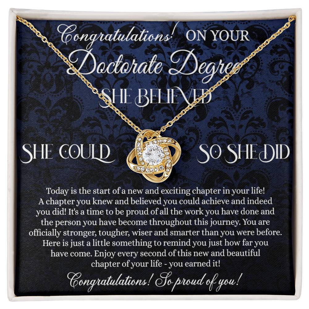 Congratulation On Your Doctorate Degree Love Knot Necklace Box Gift for Doctorate Degree Graduation Gift Necklace On PhD Graduation Gift Graduating Class of 2024 Doctoral Degree Graduation Gift