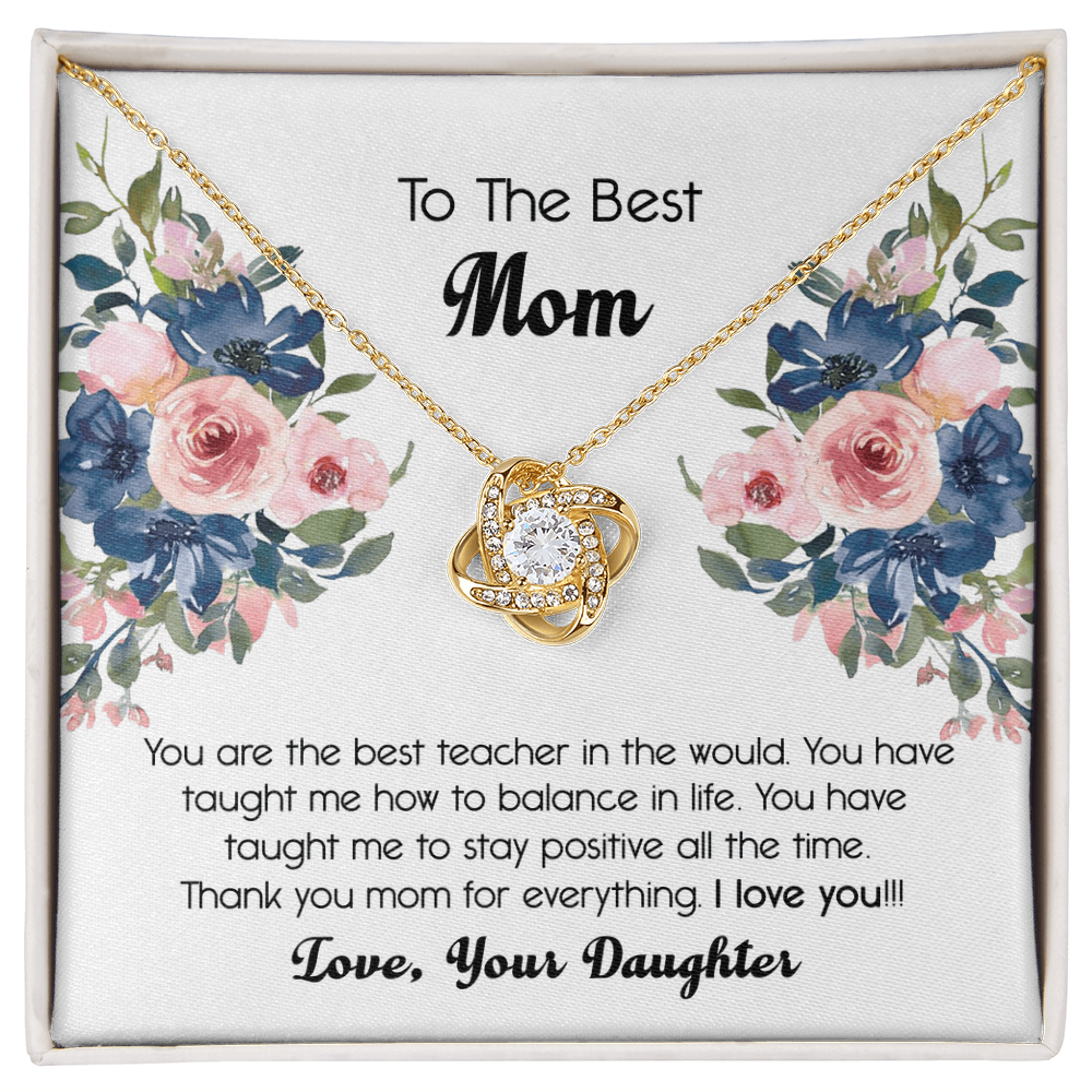 Thank You For Mom Necklace Gift For Mom, To The Best Mom Necklace From Daughter, Mother And Daughter Love Knot Necklace Gift On Mother's Day Anniversary, Birthday Gift Christmas, Jewelry For Women