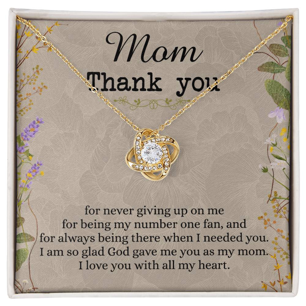 Mom Thank You Gift Necklace, To My Mom Love Knot Necklace From Daughter Necklace Gift For Mom Mother's Day Necklace Gift For Mom, Birthday Gift For Mom Anniversary Jewlry Gift For Women, Mom