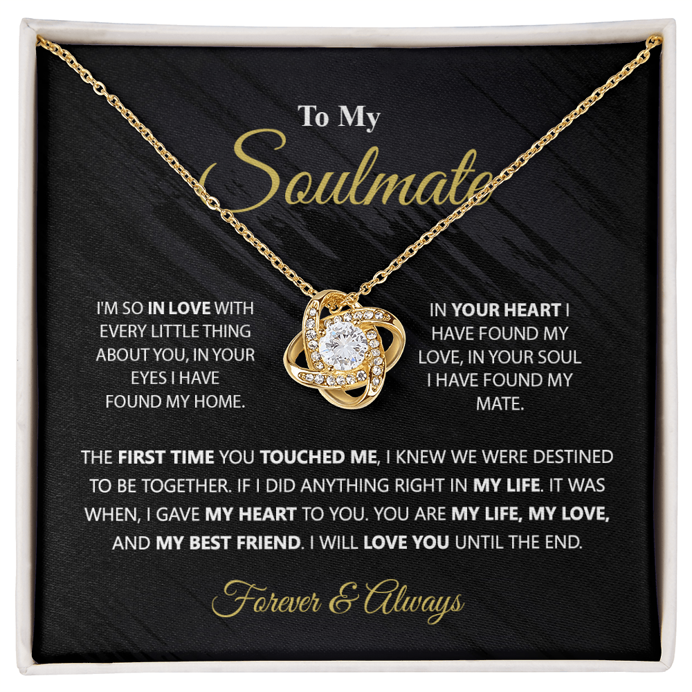 To My Soulmate Gift Necklace From Husband, Boyfriend, Valentines Gift Necklace For To My Wife Love Knot Necklace for Her Romantic Soulmate Gift Necklace, Girlfriend Gifts Necklace Message Card