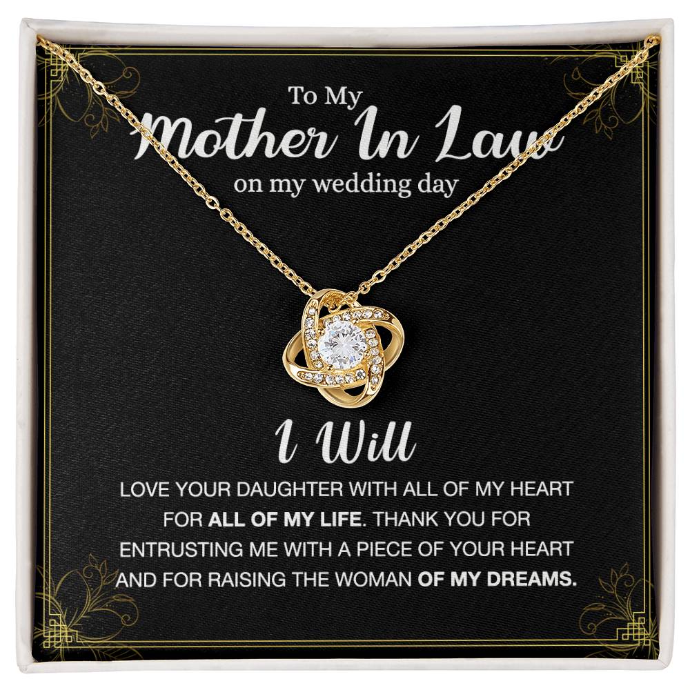 Mother In Law Gift Necklace, To My Mother In Law Love Knot Necklace Gift From Daughter, Mother In Law On My Weding Day Necklace, The Love Knot Necklace Gift On Wedding Day For Mother In Law Jewelry