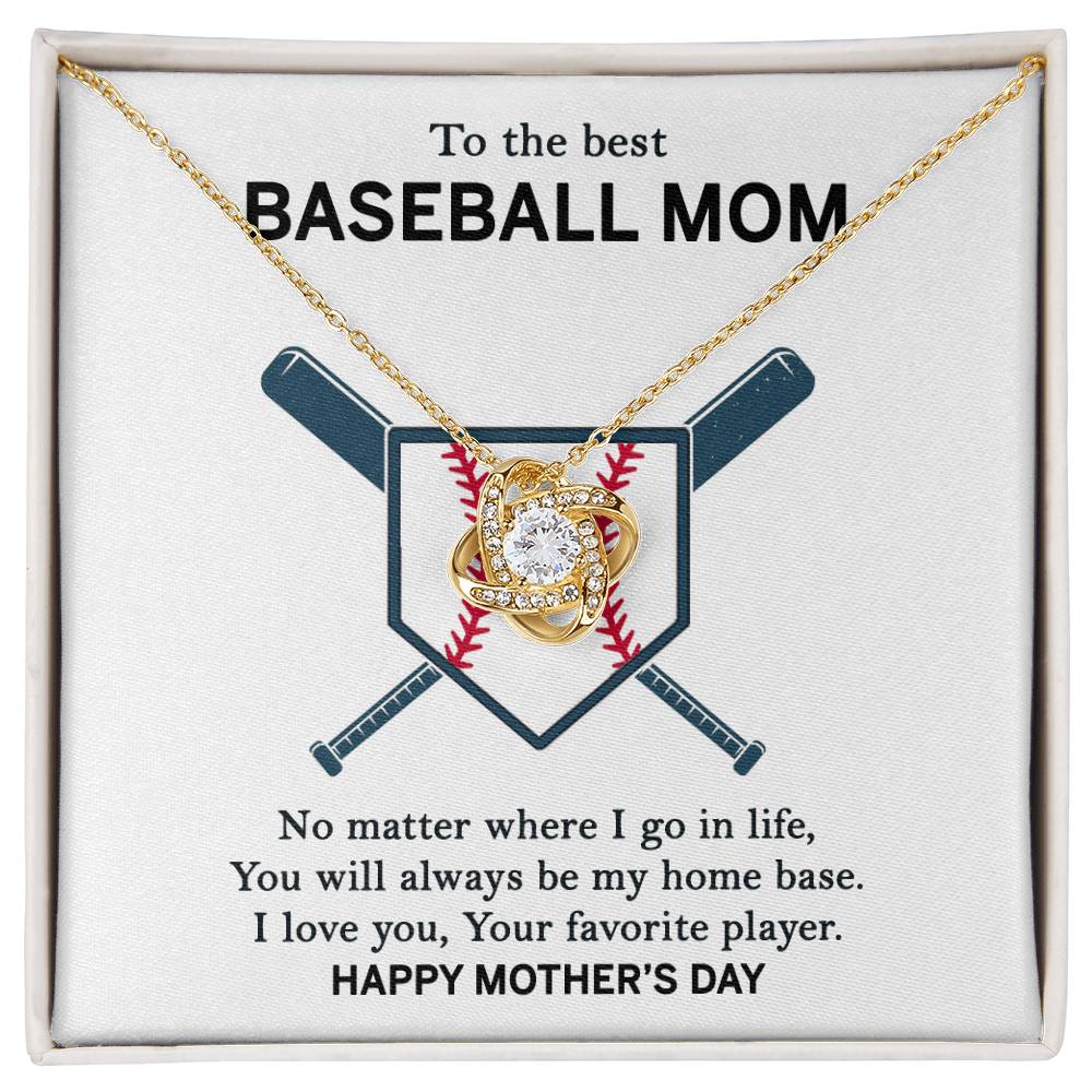 Baseball Mom Necklace, To The Best Baseball Mom Necklace From Son, Favorite player Necklace Gift For Mom, Happy Mother's Day Necklace Gift For Baseball Mom Love Knot Necklace Jewelry Gift For Women