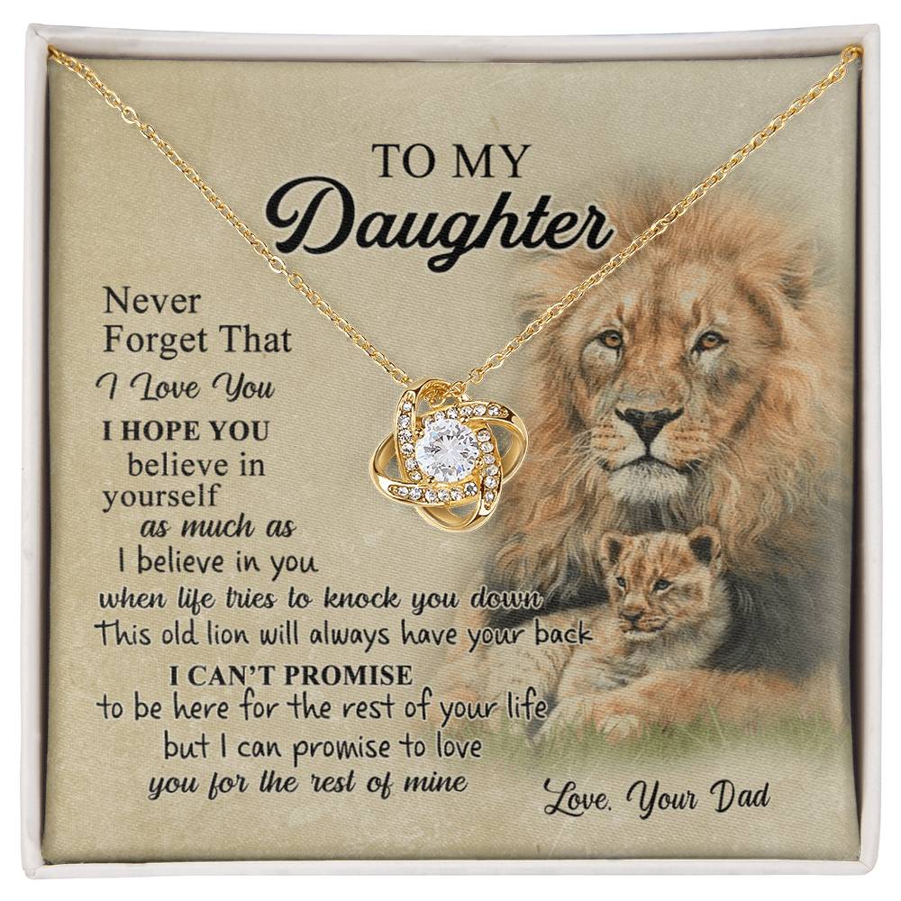 To My Daughter Gift Necklace from Dad Old Lion Your Back Believe Rest of Mine Personalized Gift Necklace Chain Gift on Birthday Graduation Gift Jewelry Gift For Girls, Little Girl Necklace