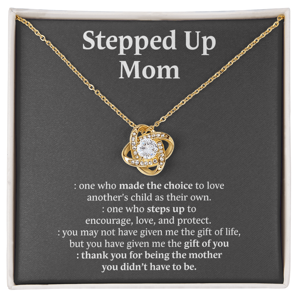 Inspirational StepMom Gifts Stepped Up Mom Necklace Birthday Gift for Bonus Mom