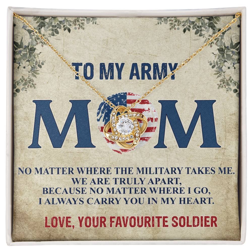 Army Mom Necklace, To My Army Mom Necklace From Daughter, Favourite Soldier Necklace Gift For Mom, Army Mom Love Knot Necklace Gift, Military Mom Gift Necklace, Soldier Mom Necklace Gift For Women