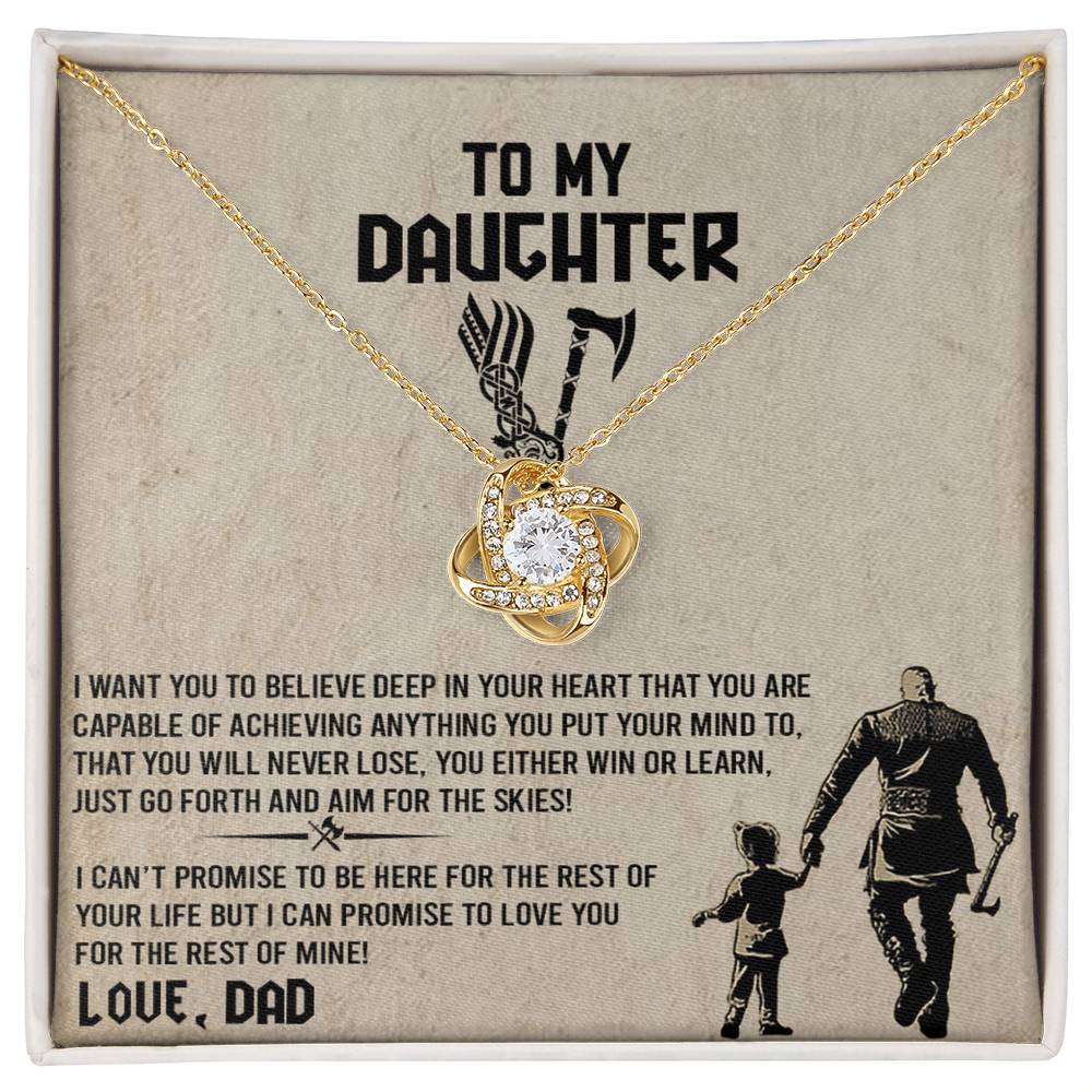 To My Daughter  Necklace from Viking Dad, Baby Girl Necklace Support Breath Be There Love Knot Chain, Personalized Gift Chain Necklace Jewelry for Women Gift On Birthday, Christmas Graduation Gift