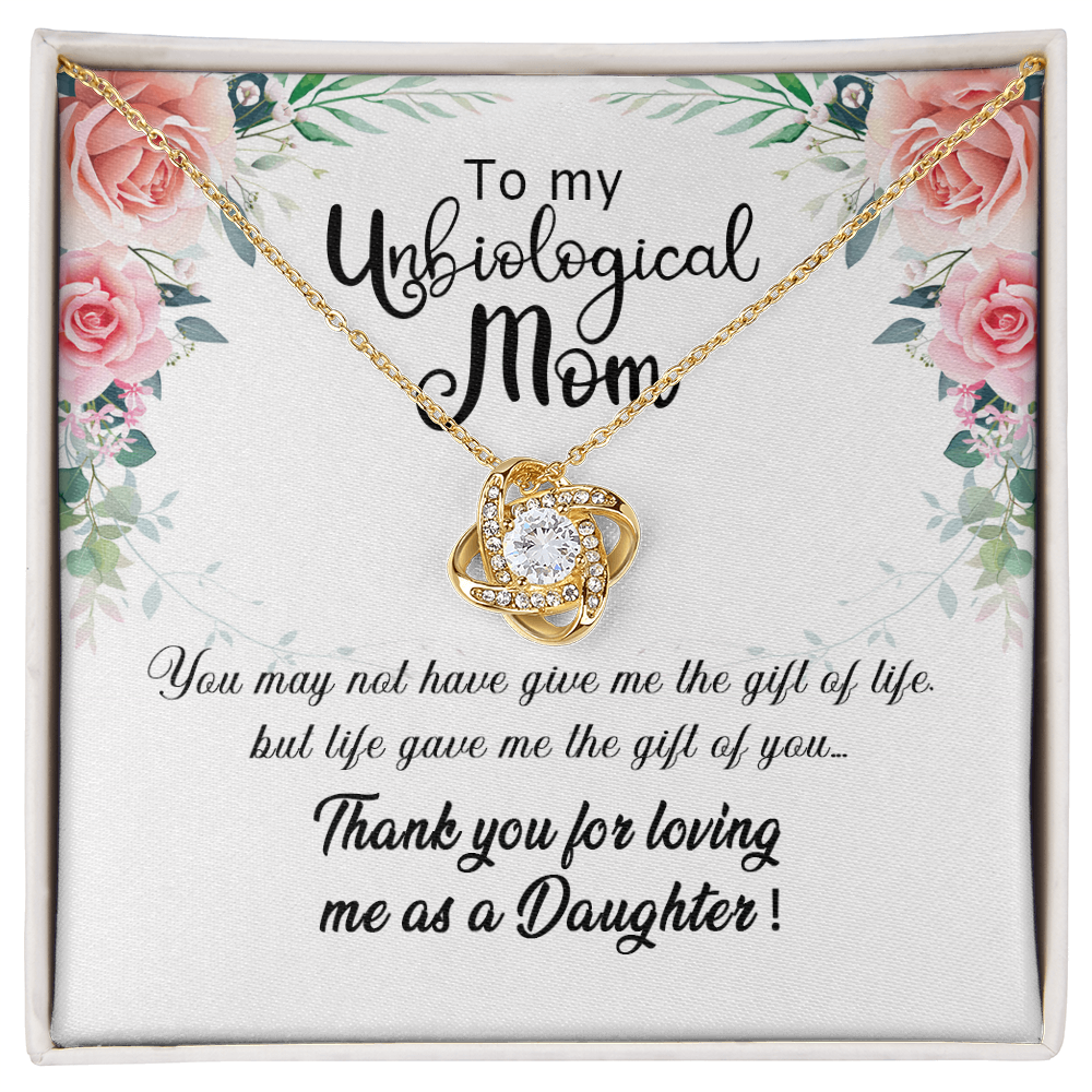 Unbiological Mom Gift Necklace, To My Unbiological Mom Love Knot Necklace From Daughter And Mother Gift Necklace, Bonus Mom Gift Necklace, Boyfriend's Mom Gift Necklace, Jewelry Gift For Women