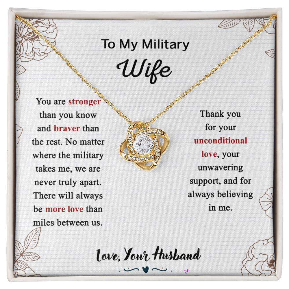 Military Wife Gift Necklace, Husband And Wife Love Knot Necklace, To My Military Wife Necklace From Husband - Necklace Gift For Wife, Jewelry Gift For Women, Soulmate Gift Necklace From Fiancee