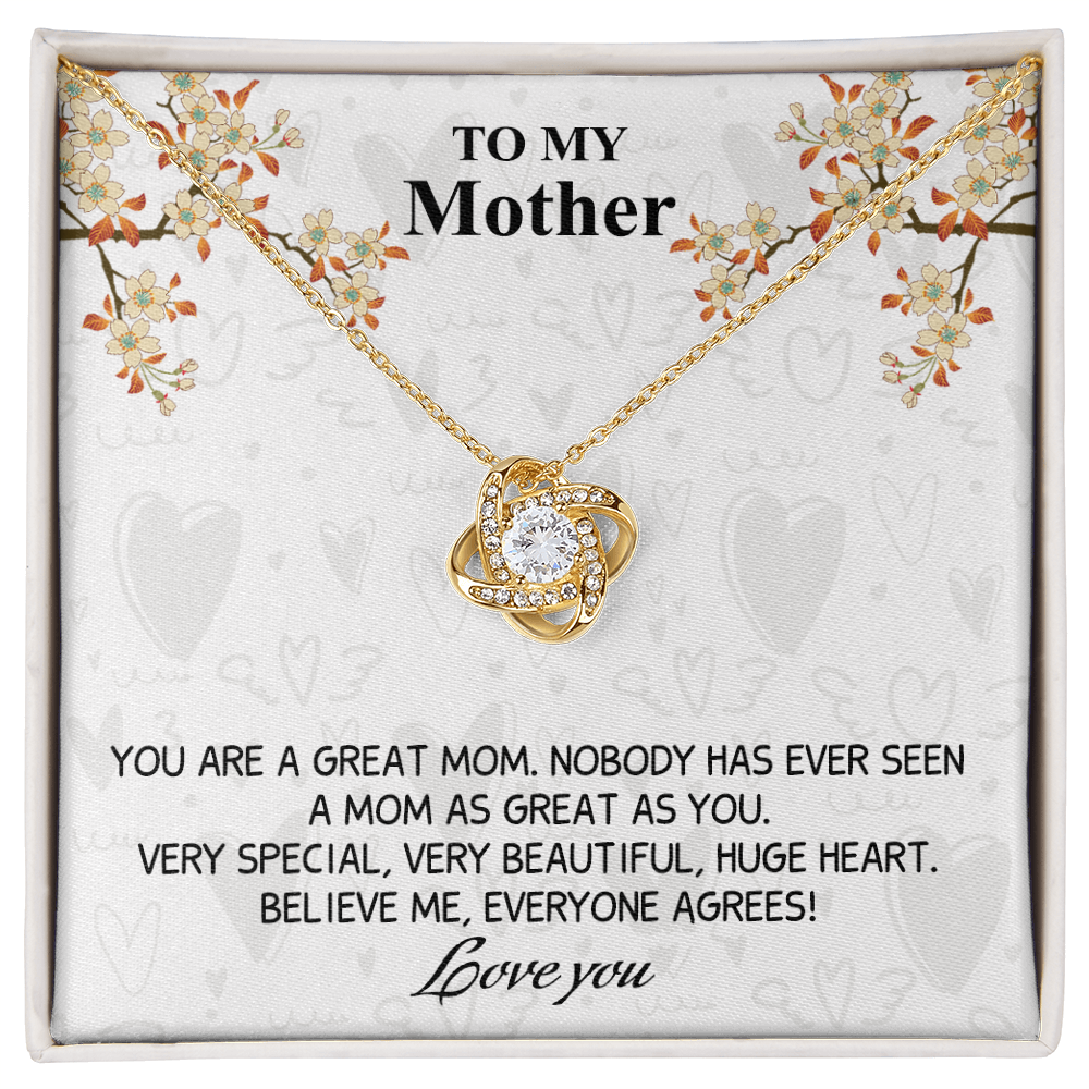 Great Mom Necklace, To My Mother Necklace From Daughter, The Love Knot Necklace Gift For Mom, Jewelry Gift For Women, Mother And Daughter Gift Necklace I Love You From Daughter To Mom Pendant