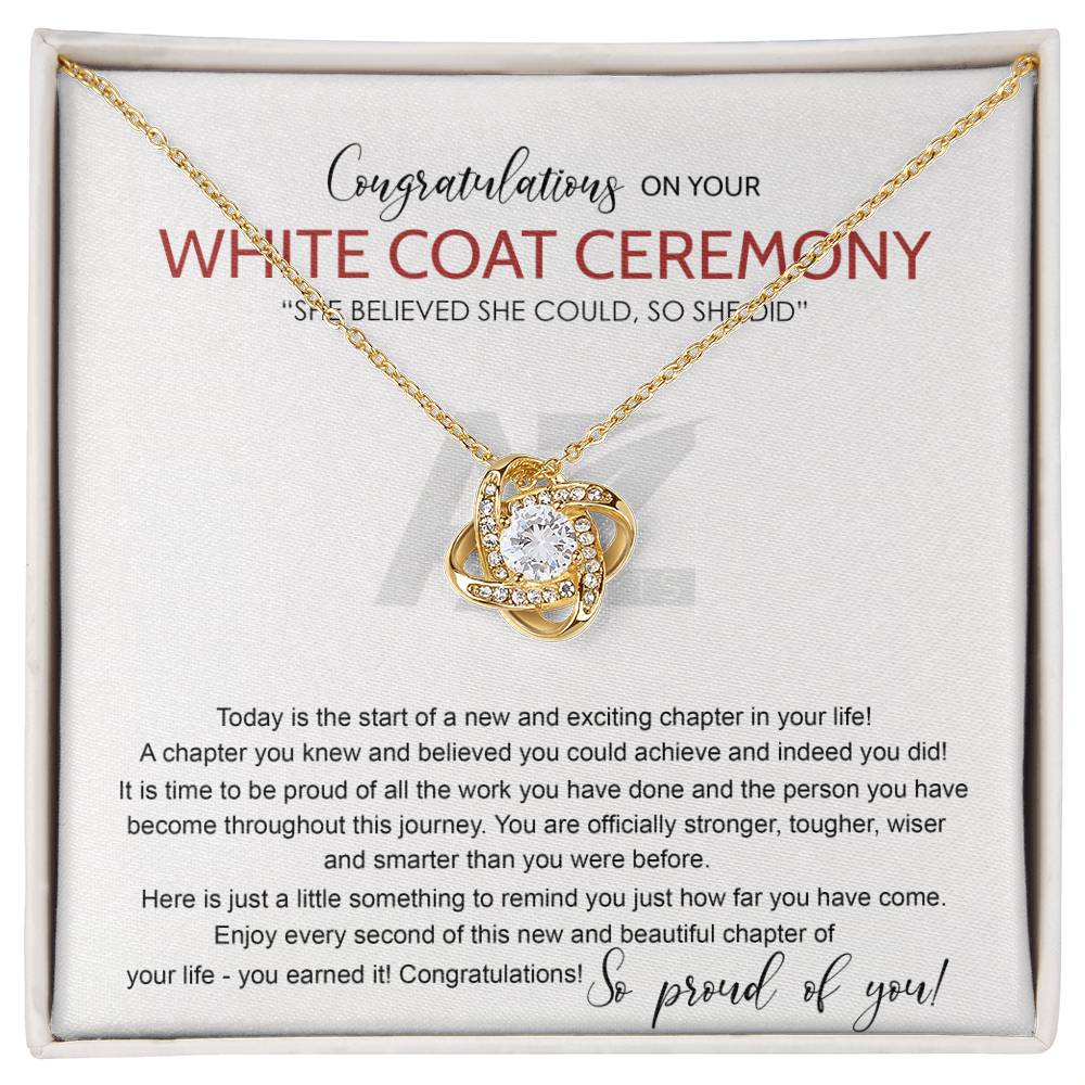White Coat Ceremony Gift Necklace, Chiropractor White Coat Ceremony, New Doctor Gift, Gifts For for Girl, Daughter With Message Card and Gift Box Necklace Love Knot Necklace SO-2655078 chong hj