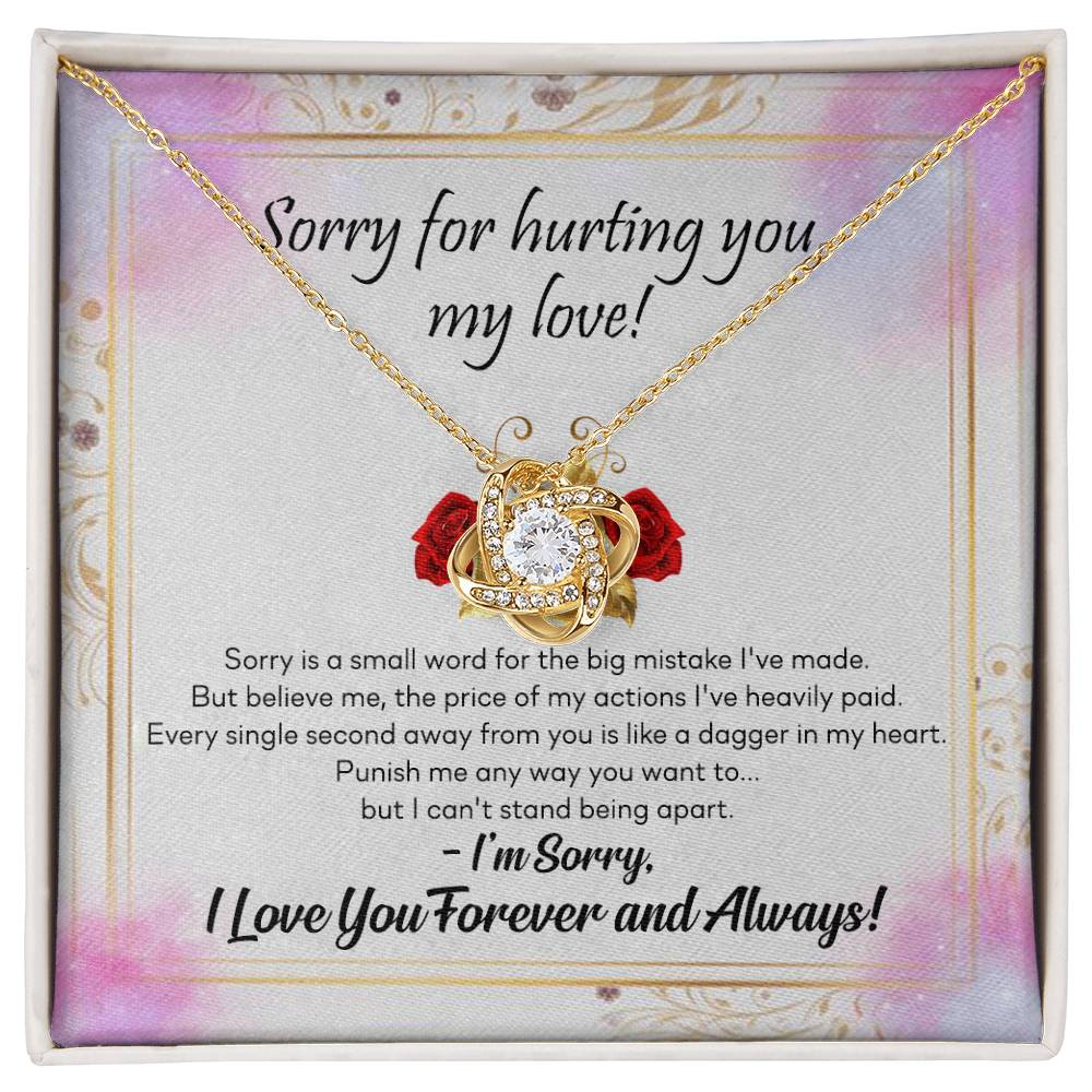 To My Girlfriend Necklace From Boyfriend, Husband, Sorry For Hurting You, My Love Knot Necklace With Message Card, I'm Sorry Gift Necklace For Soulmate, Wife On Valentine Day Gift For Wife, Soulmate