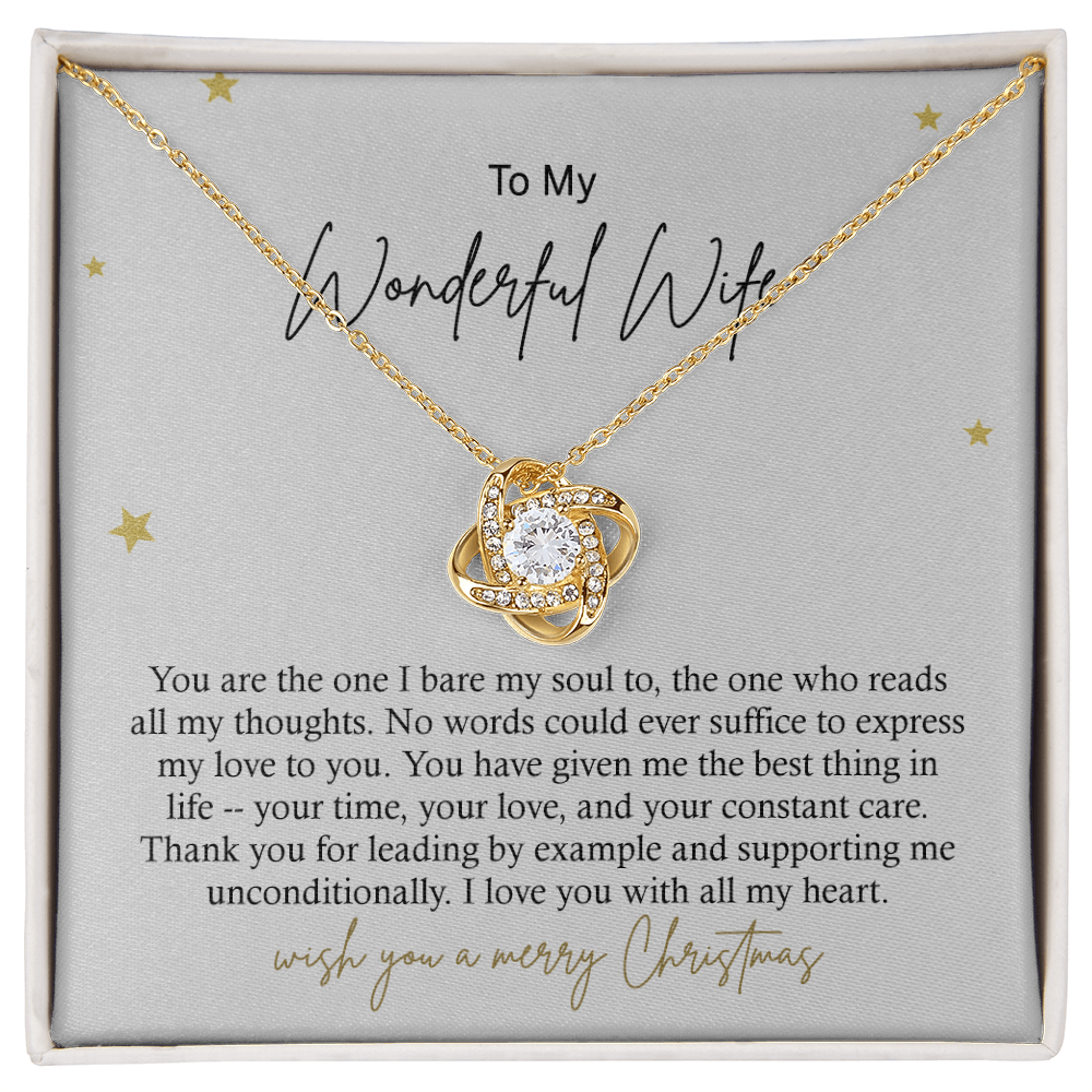 To My Wonderful Wife Necklace From Husband, Wish You A Merry Christmas Love Knot Necklace Gift For Wife Husband To Wife, Jewelry Gift For Women Wife Gift Necklace Soulmate Gift Pendant Necklace