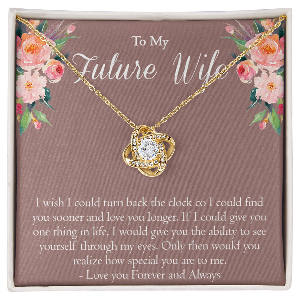 To My Future Wife Necklace From Future Husband, Personalized Gift Necklace for Future Wife, Girlfriend Pendant Jewelry for Fiance Romantic Gifts Necklace For Her, Love Knot Necklace Gift For Wife