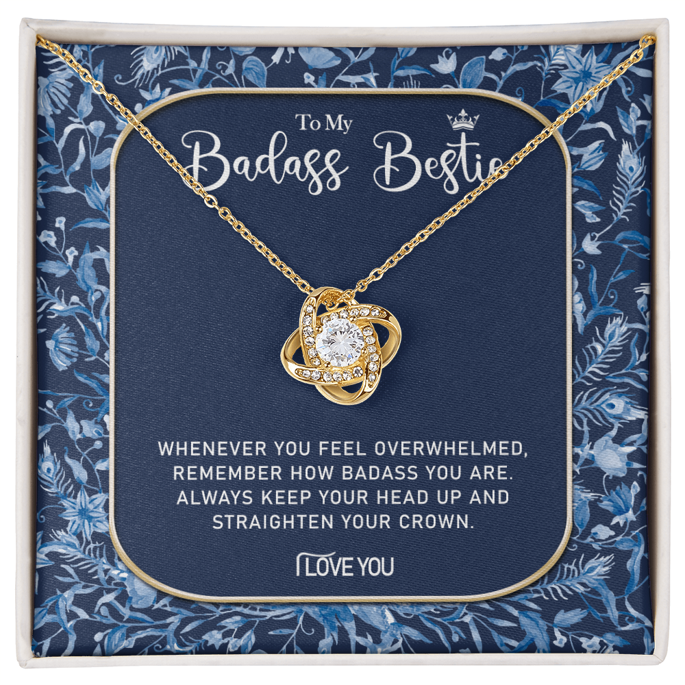 To My Badass Bestie Necklace, Best Friend Gift Necklace, Best Friend Birthday Gift, Best Friend Wedding Gift Pendant, Bridesmaid Gift for Badass Bestie Love Knot Necklace On Valentine's, Anniversary