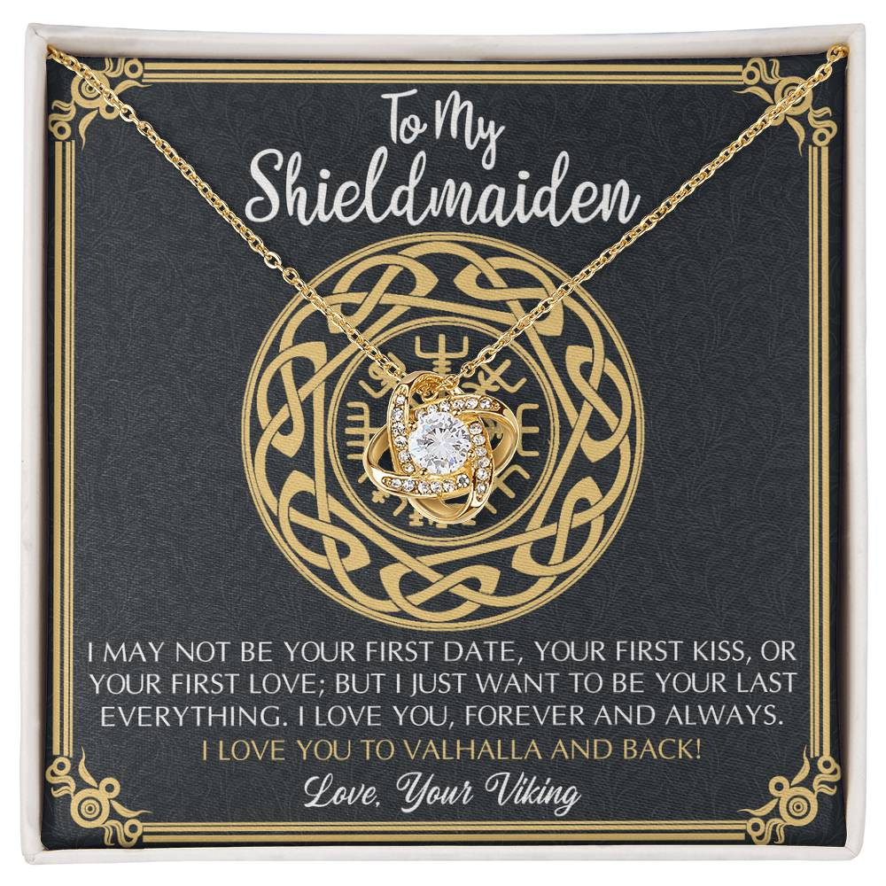 Personalized Gift Necklace, To My Shieldmaiden Necklace From Viking, I Love You to Valhalla and Back Viking Necklace Jewelry Gift For Women Wife Girlfriend Anniversary Customized Message Card