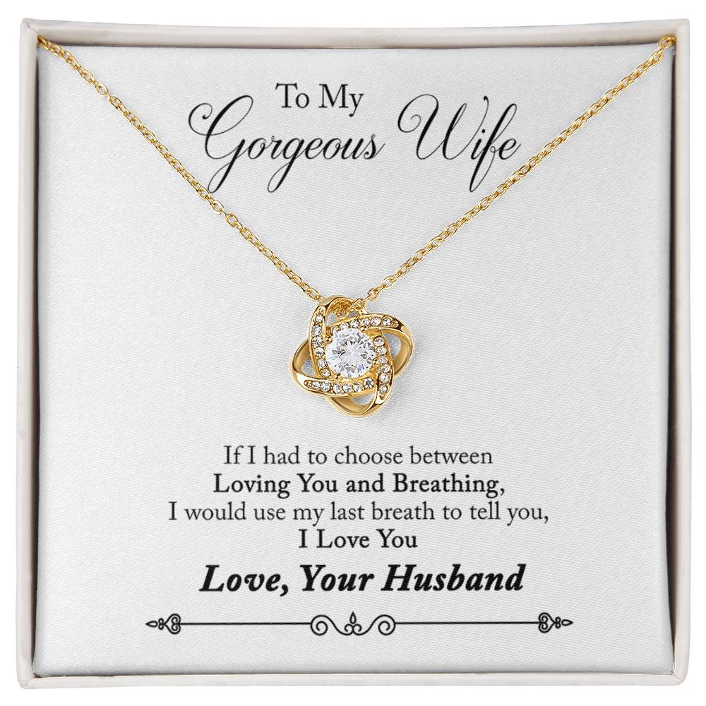 Gorgeous Wife Necklace, To My Gorgeous Wife Necklace From Husband Wife Love Knot Necklace Jewelry Gift For Women Badass Wife Gift Necklace Gorgeous Wife Gift Necklace Soulmate Gift Love Knot Pendant