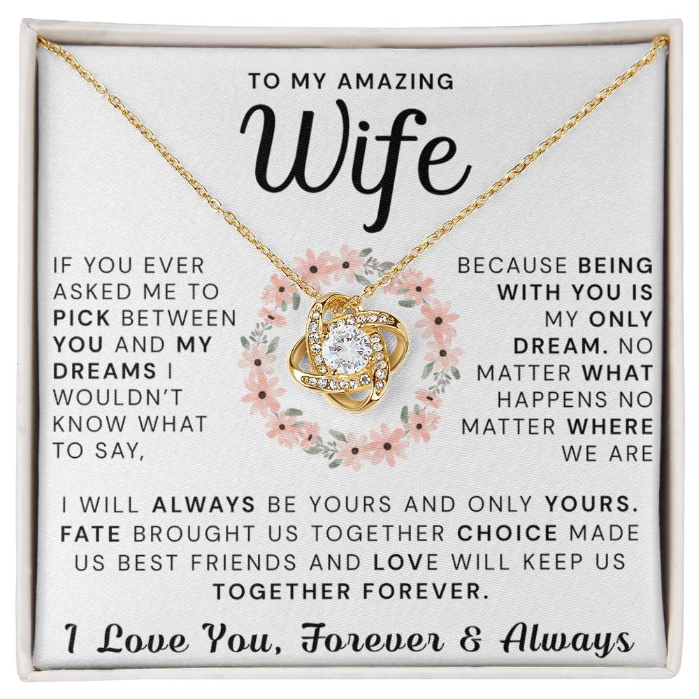 To My Amazing Wife Necklace From Husband, Gift Necklace For Wife, Soulmate, Girlfriend Necklace Gift On Valentine's Day Anniversary, Husband To Wife Love Knot Pendant Gift From Husband, Boyfriend