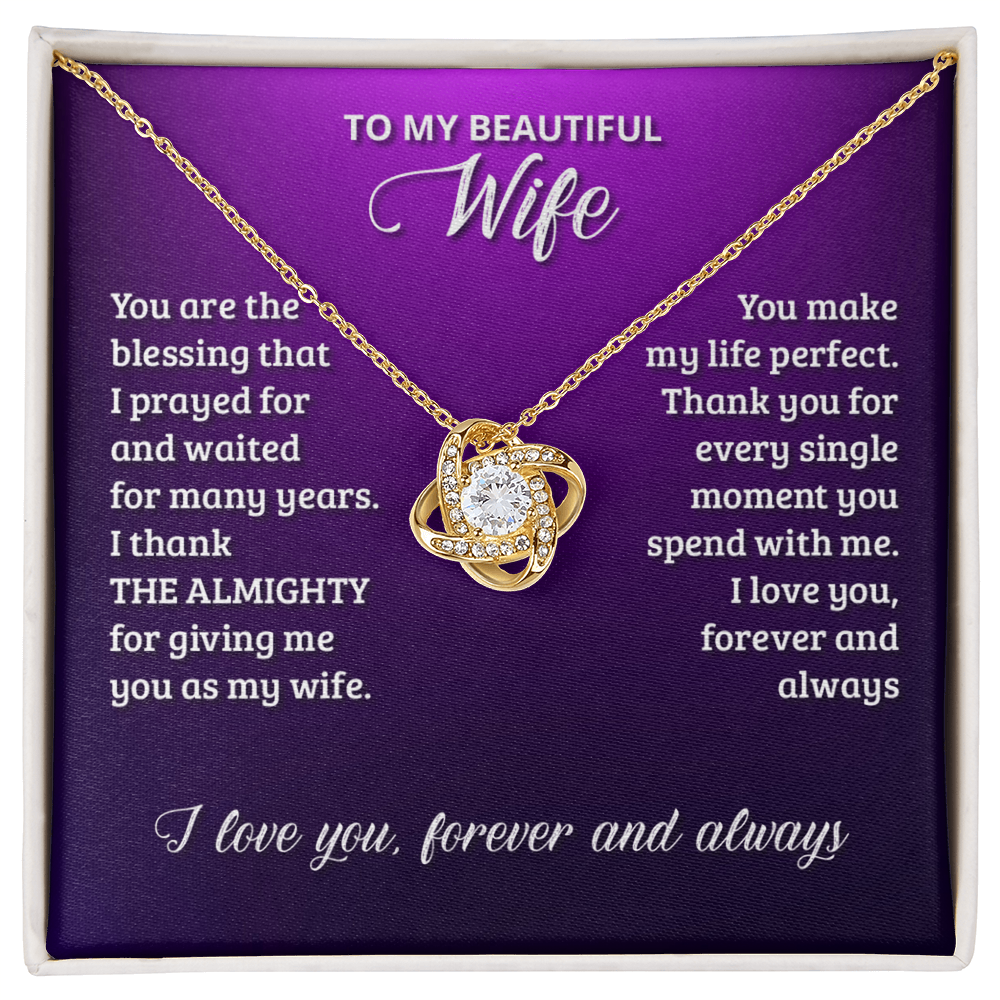 Beautiful Wife Gift Necklace, To My Wife Necklace From Husband, Wife Love Knot Necklace From Husband, Jewelry Gift For Women Badass Wife Gift Necklace, Soulmate Gift Necklace Gift From Men