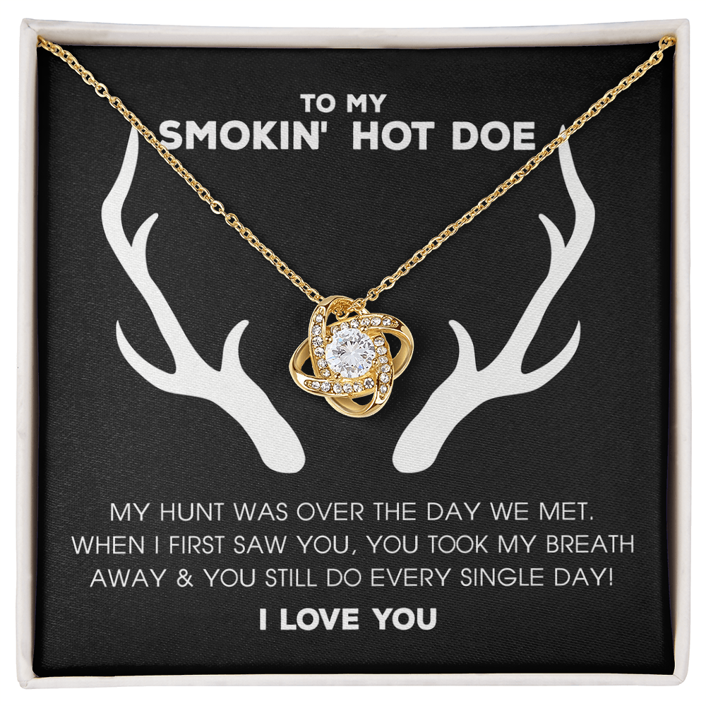 To My Smokin' Hot Doe Necklace From Husband, Jewelry Gifts For Women, My Wife Love Knot Pendant Gift For Soulmate, Personalized Gift Necklace for Smokin Hot Doe Future Wife Soulmate Girlfriend