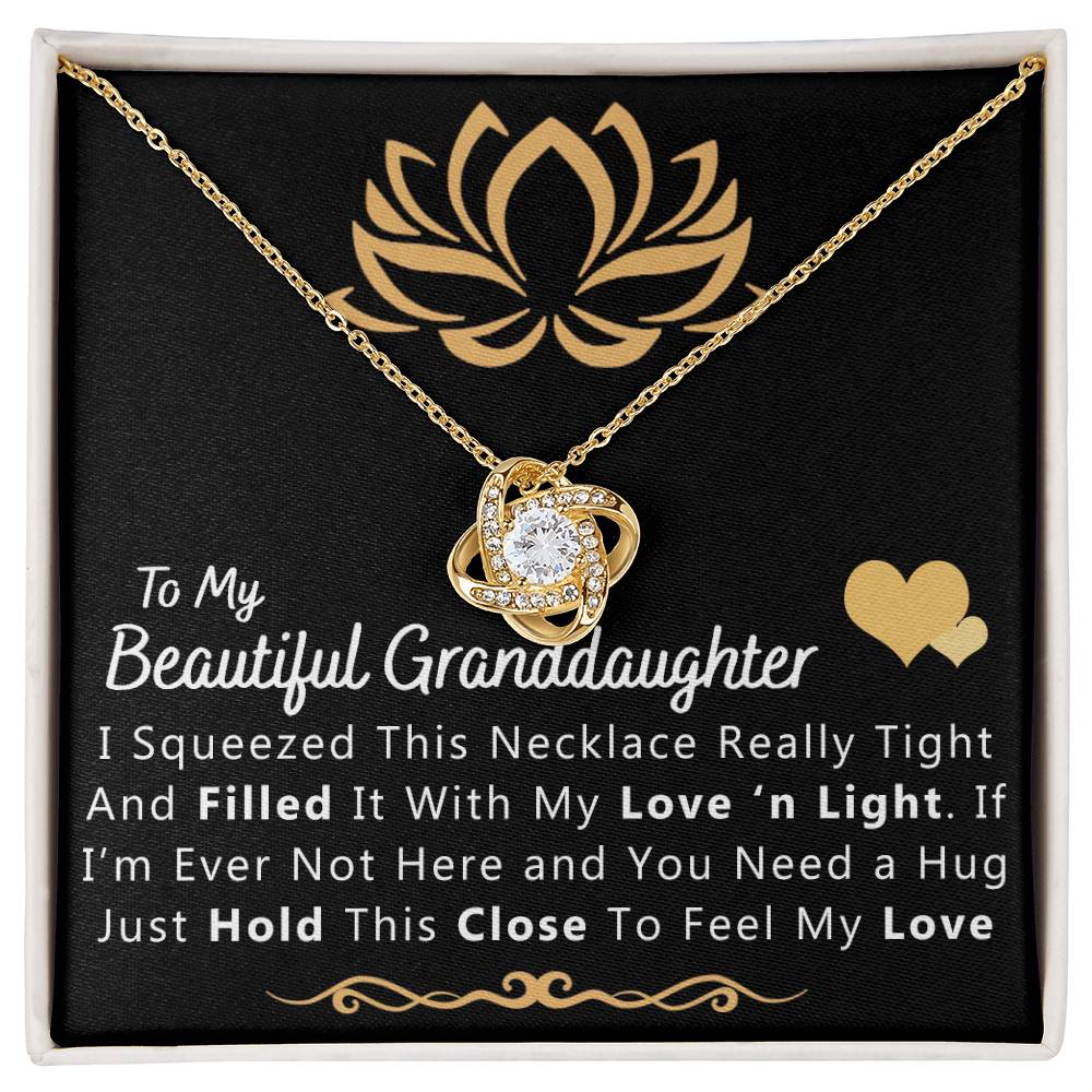 To My Beautiful Granddaughter Necklace From Grandma And Grandpa, To Granddaughter Love Knot Necklace, Gift Pendant For Granddaughtr, I Squeezed This Necklace Gift For Girls On Birthday, Anniversary