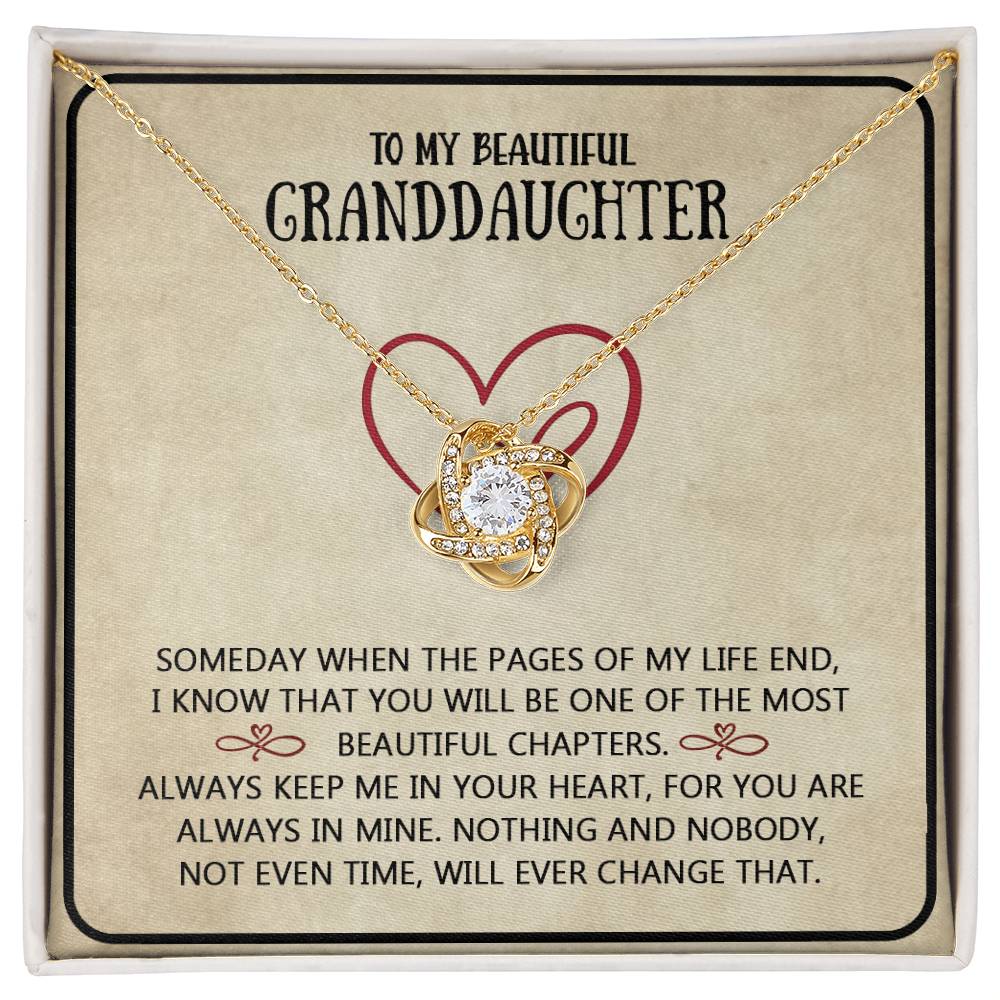 Granddaughter And Grandma Necklace, Love Knot Necklace For Granddauhter - To My Beautiful Granddaughter Necklace From Grandma, Beautiful Chapters Granddaughter Gift Necklace Jewelry To Granddaughter