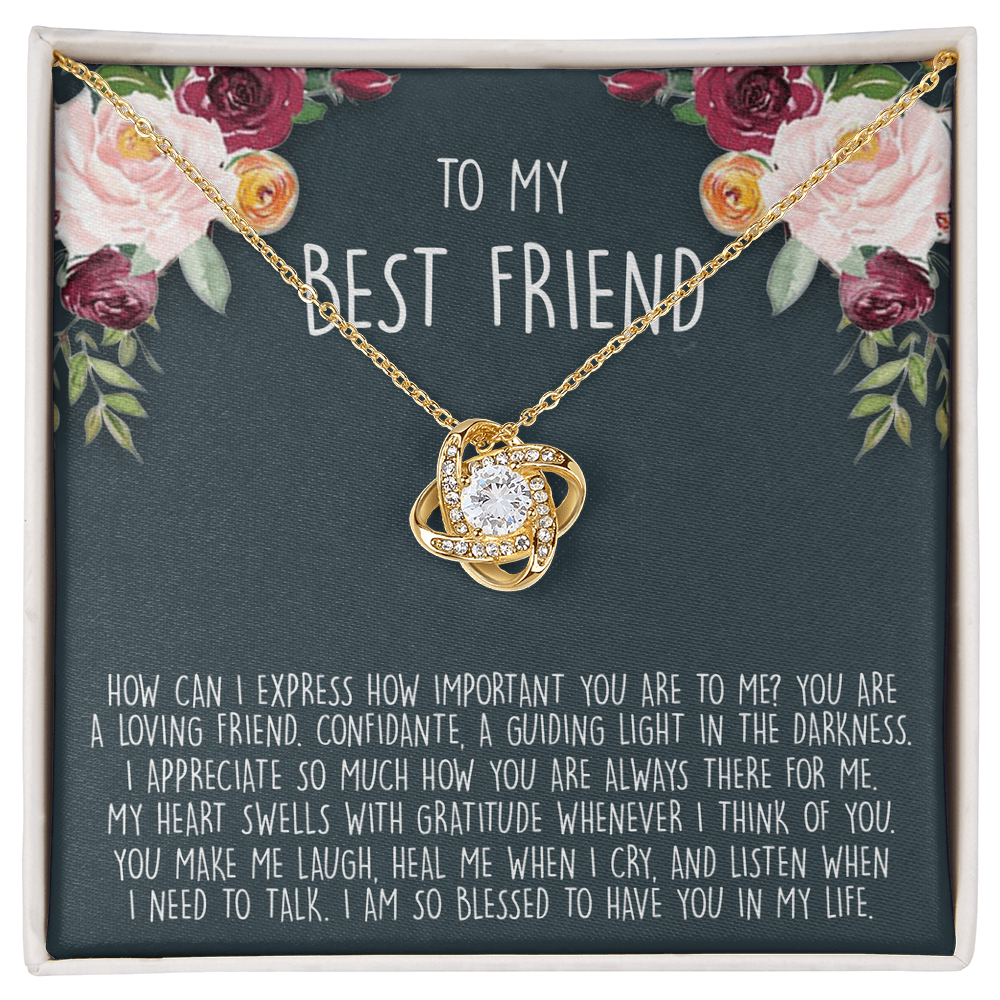To My Best Friend Gift Necklace From Friend - BFF Gift Necklace, Gifts Pendant For BFF, Love Knot Necklace Gift For Friend, BFF With Message Card and Gift Box Necklace On Birthday, Anniversary