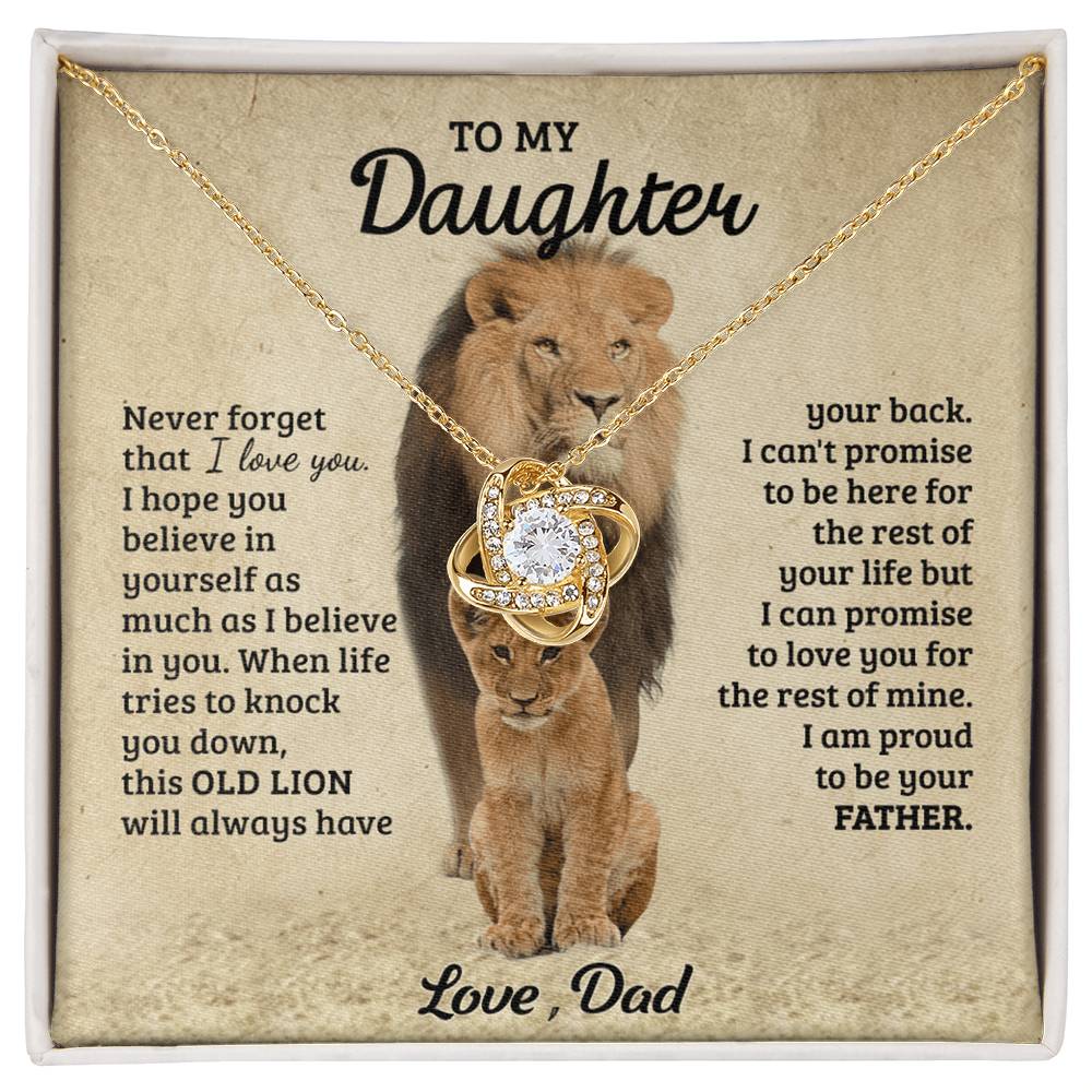 Daughter Gifts Necklace from Dad, Father And Daughter Necklace, to My Daughter Lion From Dad Necklace, Father Daughter Gifts Love Knot from Daddy Jewelry Gift For Girls, Little Girl Necklace