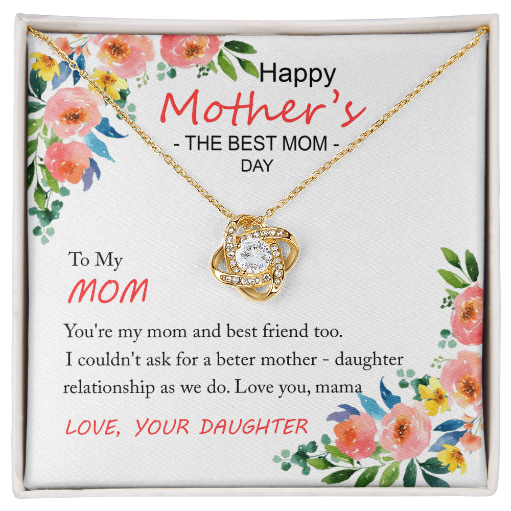 Happy Mother''s Day Gift Necklace, To My Mom Love Knot Necklace Gift From Daughter And Mother Love Knot Pendant Gift For Mom Bonus Mom Gift Necklace, The Best Mom Necklace, Jewelry Gift For Women