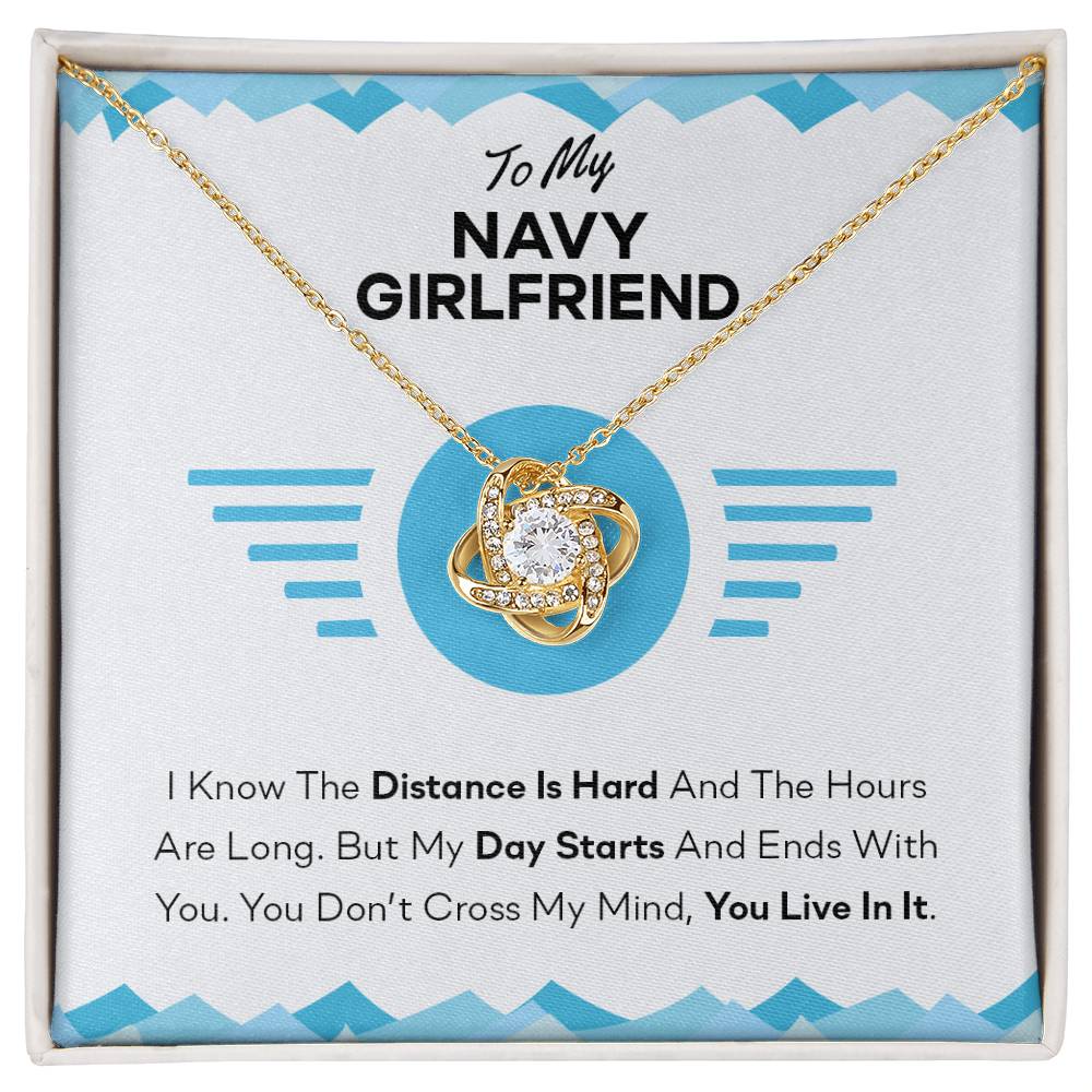 To My Navy Girlfriend Gifts for Navy Girlfriend's Birthday Present Anniversary From Boyfriend, Husband, Girlfriend Gift Necklace - Jewelry Gift For Girls, Love Knot Pendant Gift For Girlfriend Soulmate