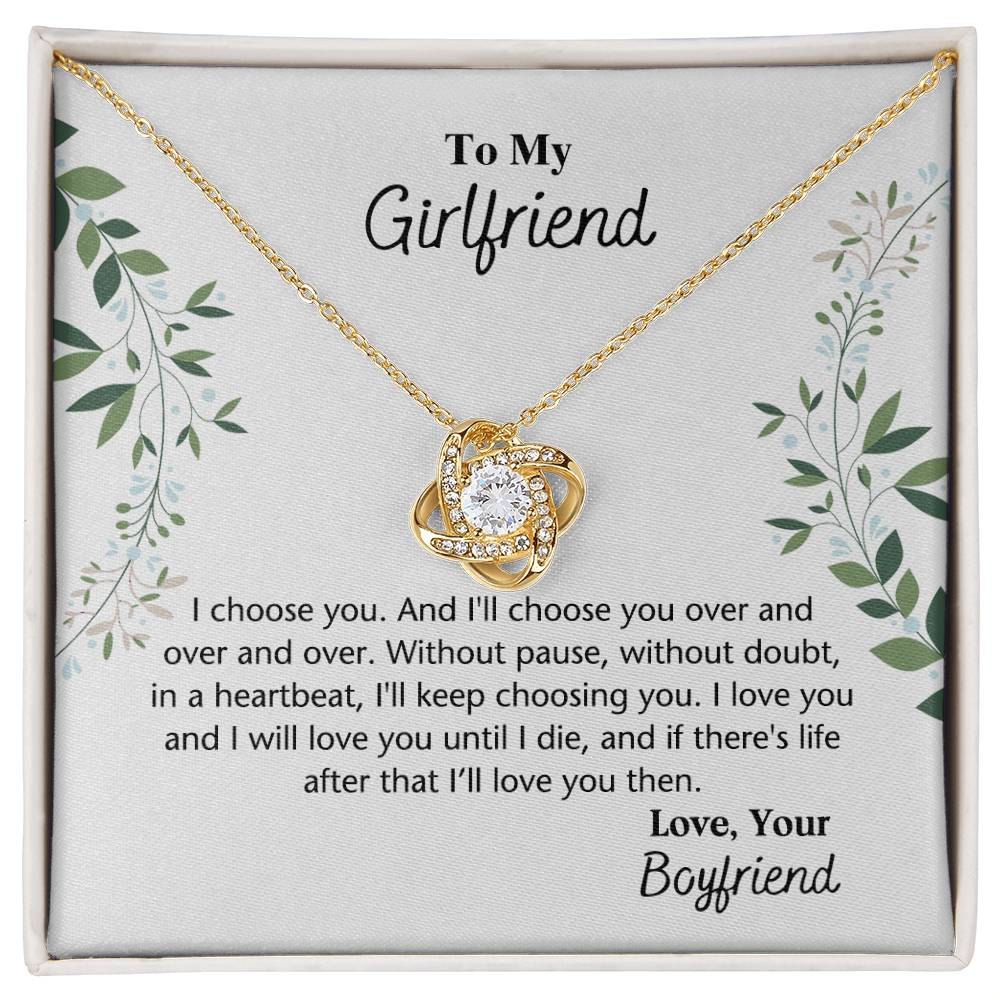 To My Girlfriend Necklace From Boyfriend, Husband, Gift Necklace For Girlfriend I Choose You Necklace - Love Knot Pendant Gift For Girlfriend, Soulmate Necklace To Girlfriend Jewelry Gift For Girls