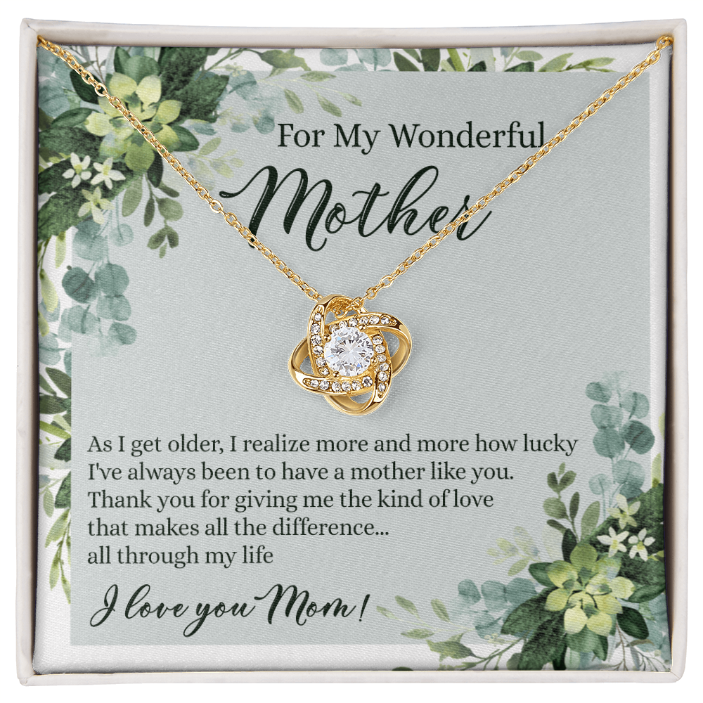 To My Wonderful Mother Love Knot Necklace With Message Card And Gift Box for Mom, Birthday Gift Necklace From Daughter, Mothers Day Necklace Gift for Mom, Thank You Gift Necklace Gift For Women