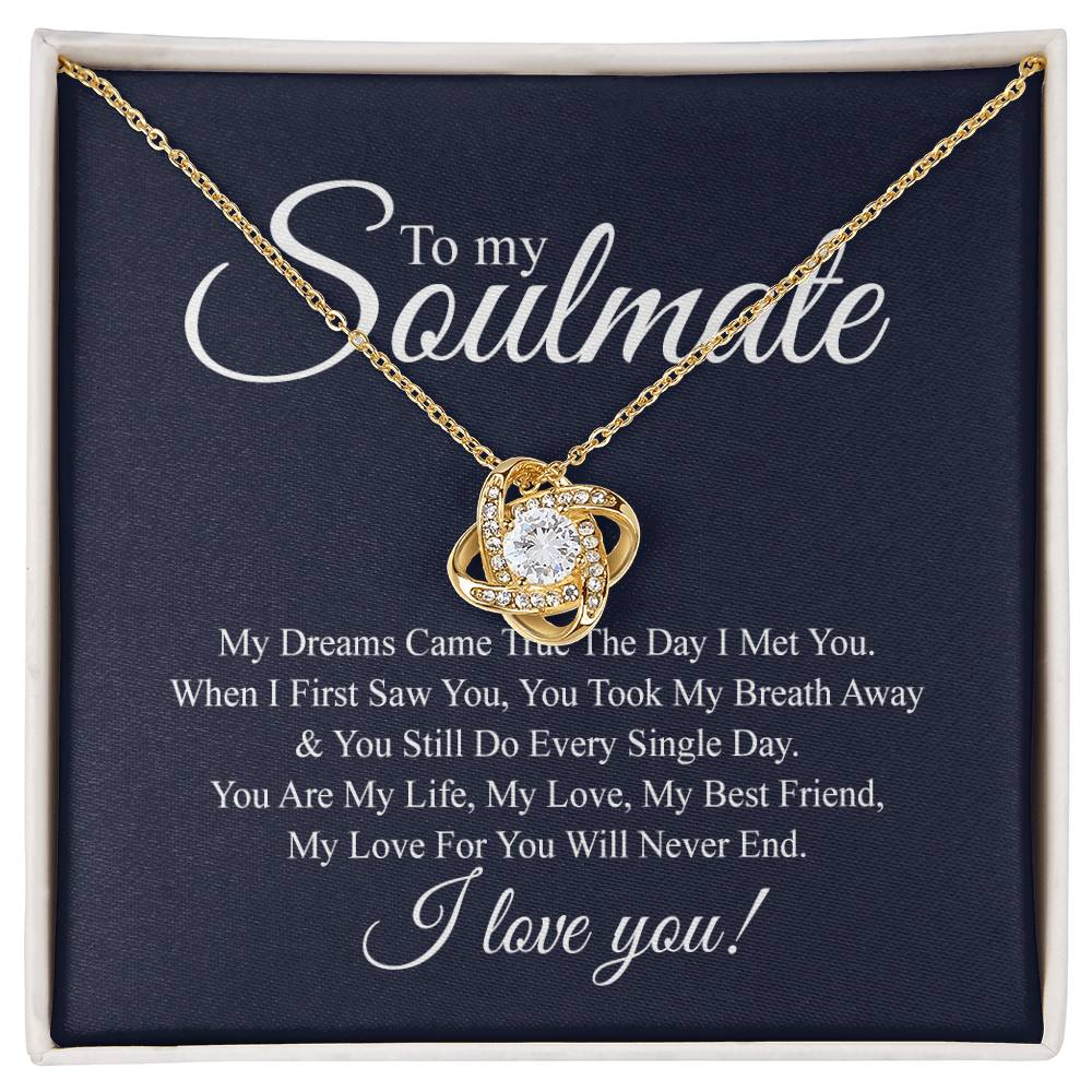 To My Soulmate Love Knot Necklace From Futture Husband To Wife Girlfriend Soulmate Gift Love Knot Pendant On Valentines Day Christmas Necklace for Her Romantic My Dreams Jewelry Gift For Women