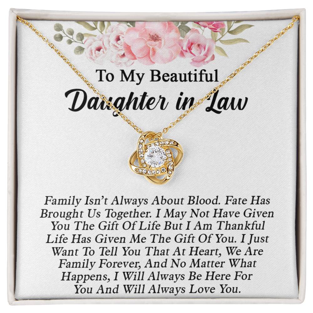 To My Beautiful Daughter In Law Love Knot Necklaces From Mother In Law With Box Card, Daughter Love Knot Chain Pendant, Jewelry For Girls On Birthday Gift Graduation Gift For Daughter From Parent
