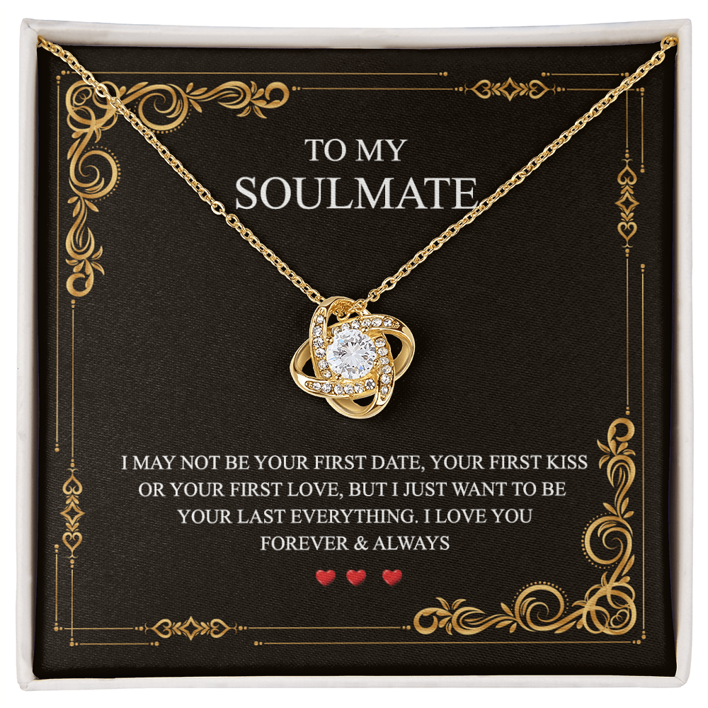 To My Soulmate Love Knot Necklace Gift From Husband To Wife, Girlfriend, Soulmate Gift Necklace On Valentines Day Anniversary, Christmas Necklace for Her Romantic, Jewelry Gift For Women